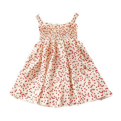 White Heart Print Sleeveless Smocked Frock From 2-7 Years