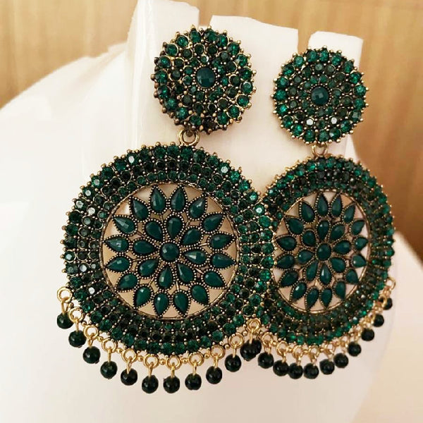 Green Contemporary Circular Drop Earrings