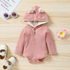 Full Sleeves Hooded Sweatshirt Style Onesie From 3 Months-2 Years