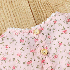 Pink Puff Sleeves Bow Applique Fit & Flare Frock From 3-18 Months