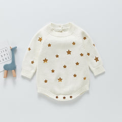 Glittery Star Sweatshirt Style Onesie From New Born-3 Years