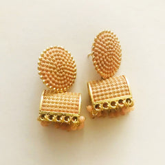 Peach-Coloured Classic Jhumkas Earrings