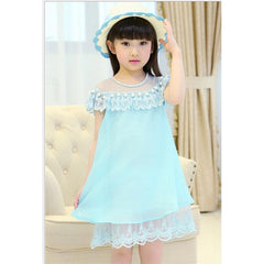 Sleeveless Party Wear Prom Pearl Net Embellished Dress From 3-9 Years