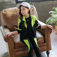 Full Sleeves Double Colour Tone Sports 2 Piece TrackSuit Set From 4 - 9 Years