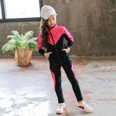 Full Sleeves Double Colour Tone Sports 2 Piece TrackSuit Set From 4 - 9 Years