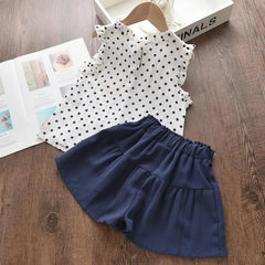 Sleeveless Polka Dot Print Top & Shorts Set From 1-6 Years