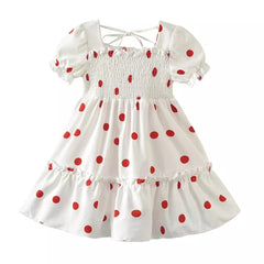 Puff Sleeves Frock With Polka Dots From 1-6 Years