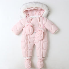 Full Sleeves Winter Hooded Snowsuit Style With Detachable Feet & Hand Gloves For Infants From  6 Months-24 Months